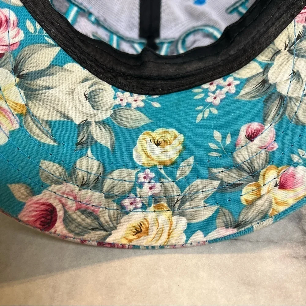 Women’s Lover Baseball Hat Visor Cap Blue and Black Floral